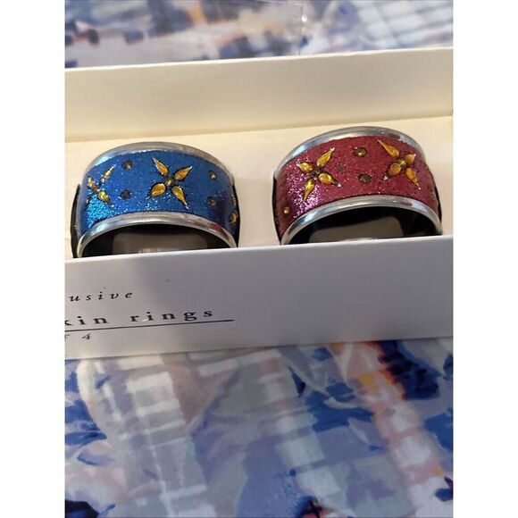 PIER 1 -Glitter Napkin Rings Set Of‎ 4 (New) - Picture 7 of 10